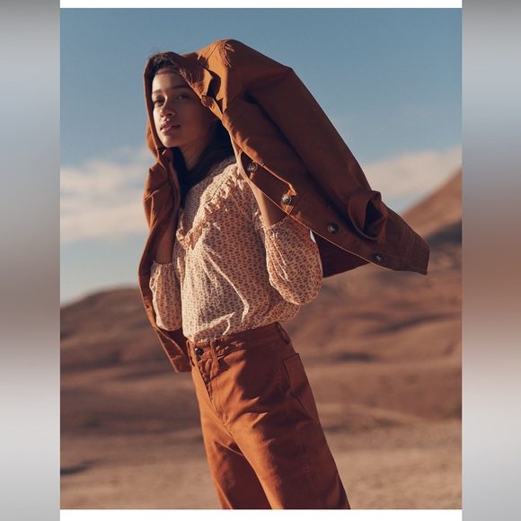 Brand New Madewell Ruffle-Yoke Prairie Top in Cutout Blooms - Picture 2 of 8